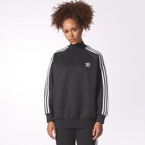 Adidas cowl neck quilted sweater women’s small runs big EUC